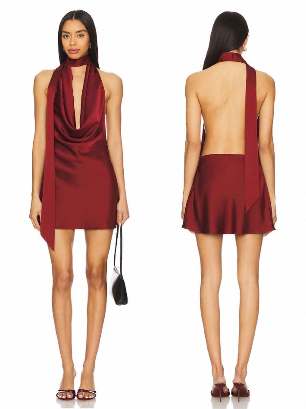 Lovers and Friends Oxblood Nova Halter Mini Dress Size Medium
